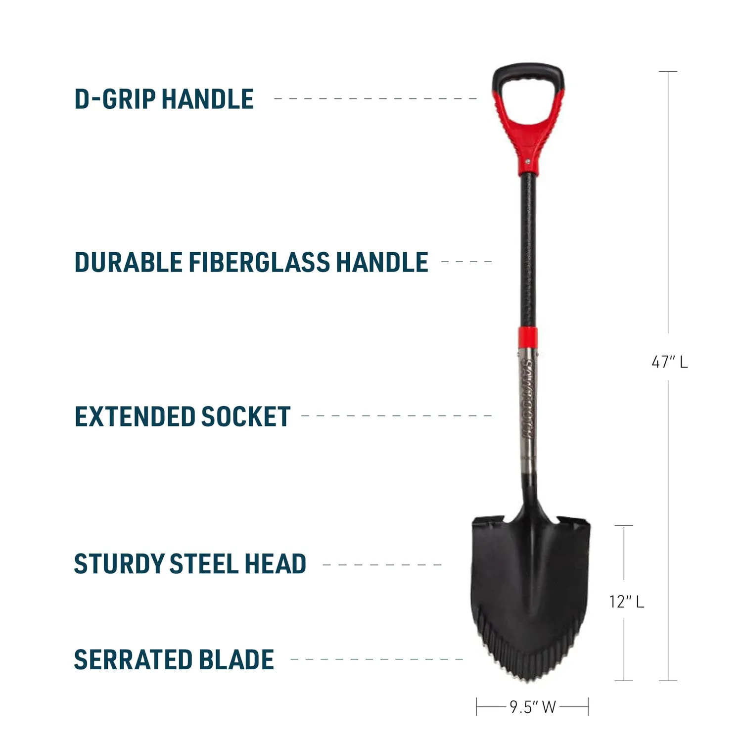Gemplers Sawtooth Round Point Shovel D-greep spade getand