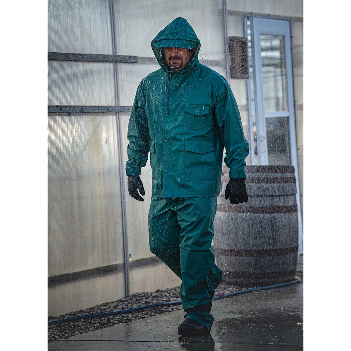 Gemplers PVC regenpak jas en broek groen 0,20 mm