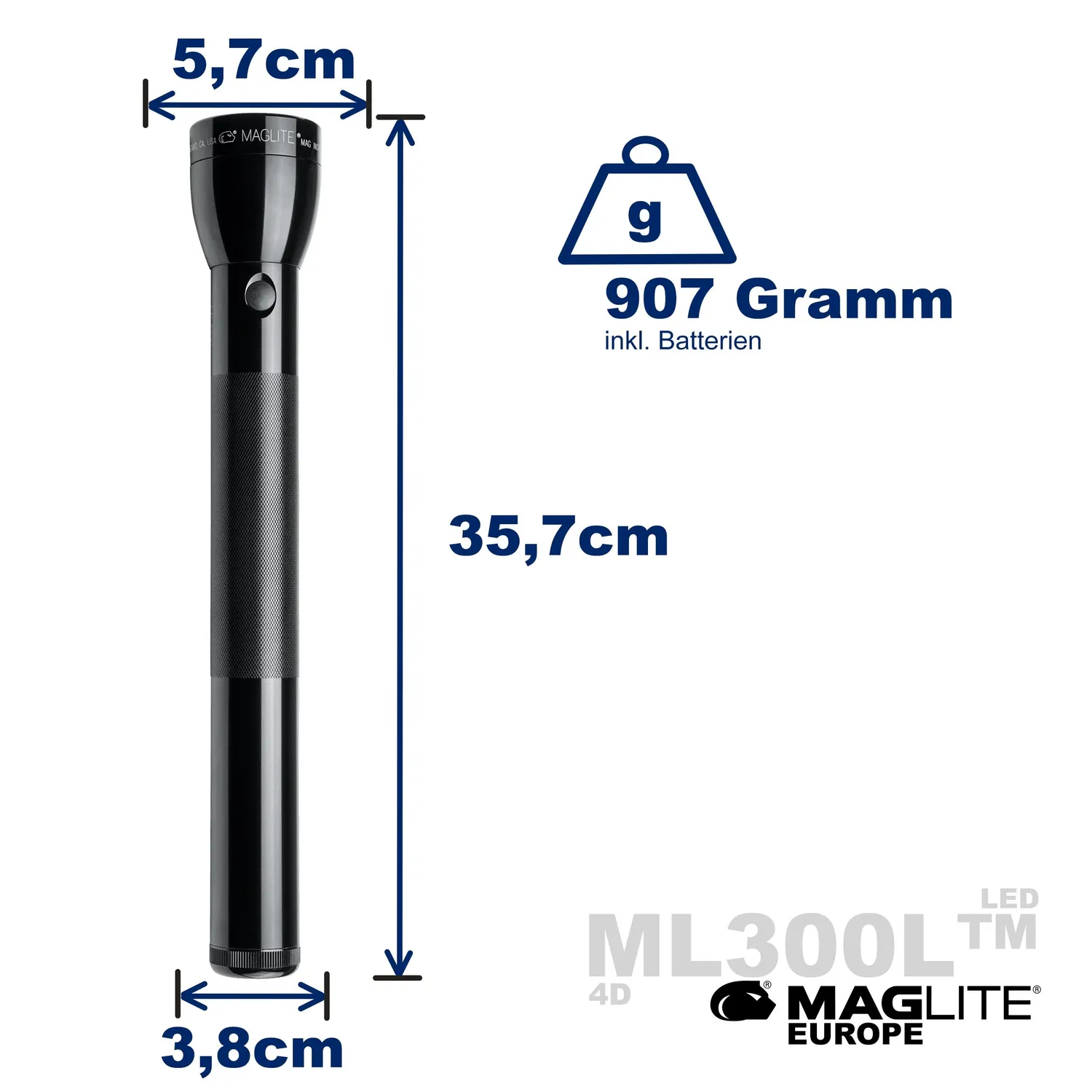 Mag-Lite ML300L 4D LED-zaklamp zwart 1002 lumen