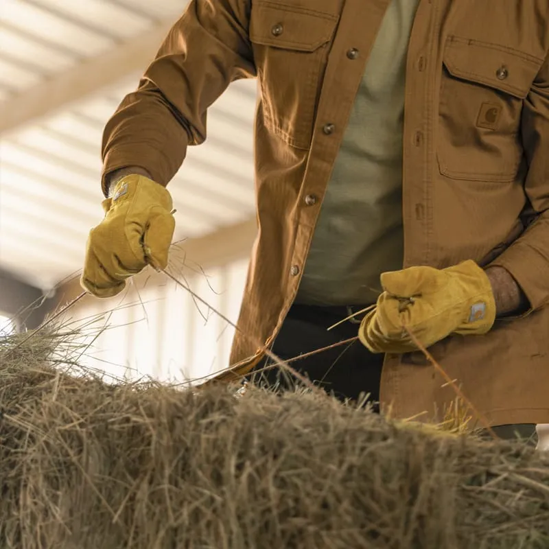 Carhartt Open Cuff leren werkhandschoenen elastische pols