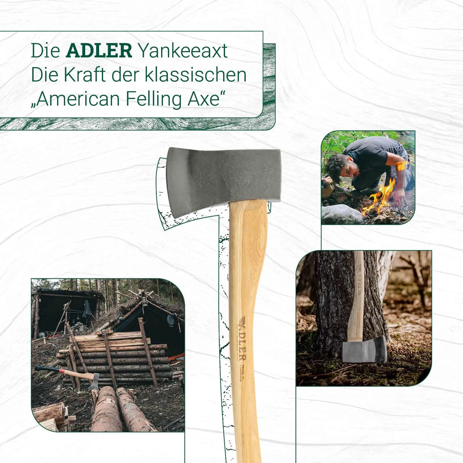 ADLER Yankee Axe bijl rood/zwart 80 cm C60