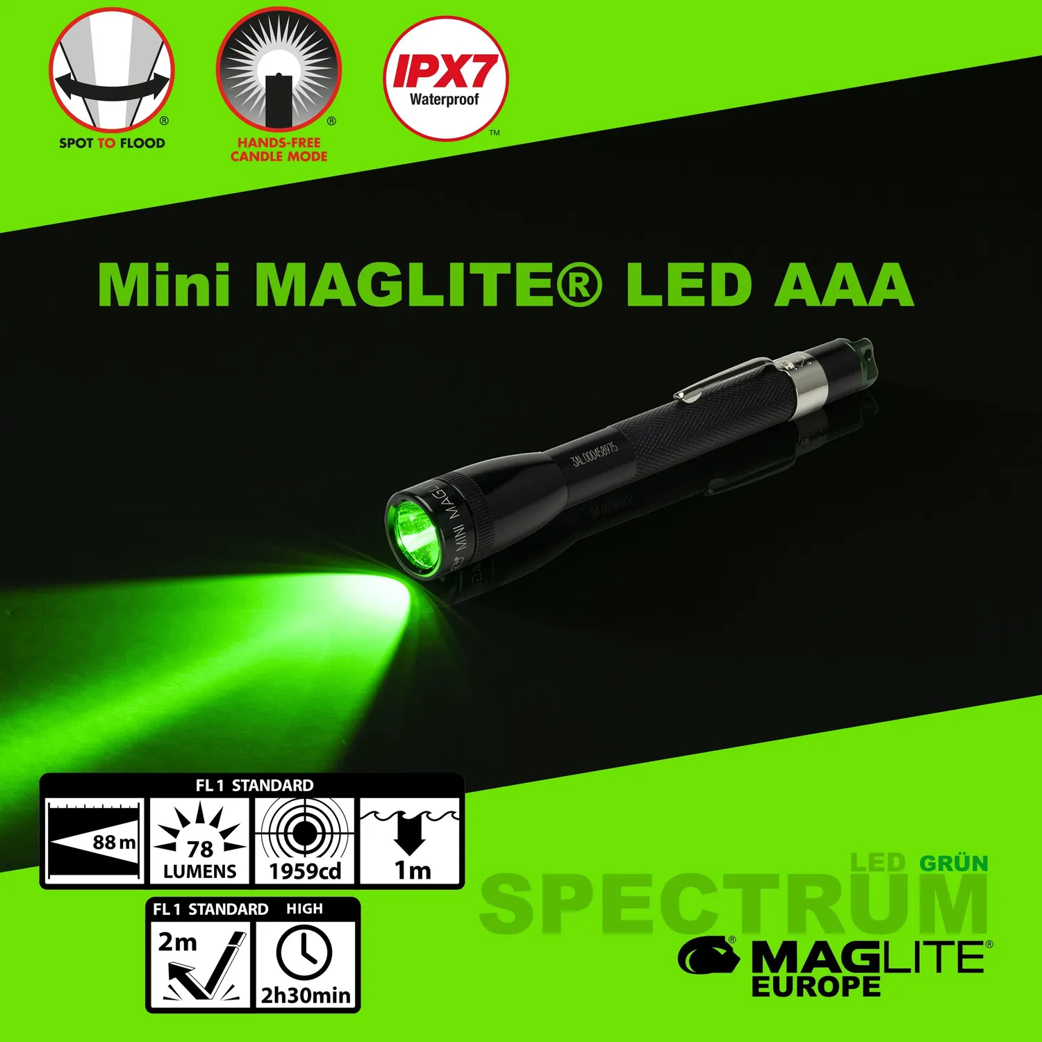Mag-Lite Spectrum Solitaire zaklamp groen 1x AAA 30 lumen