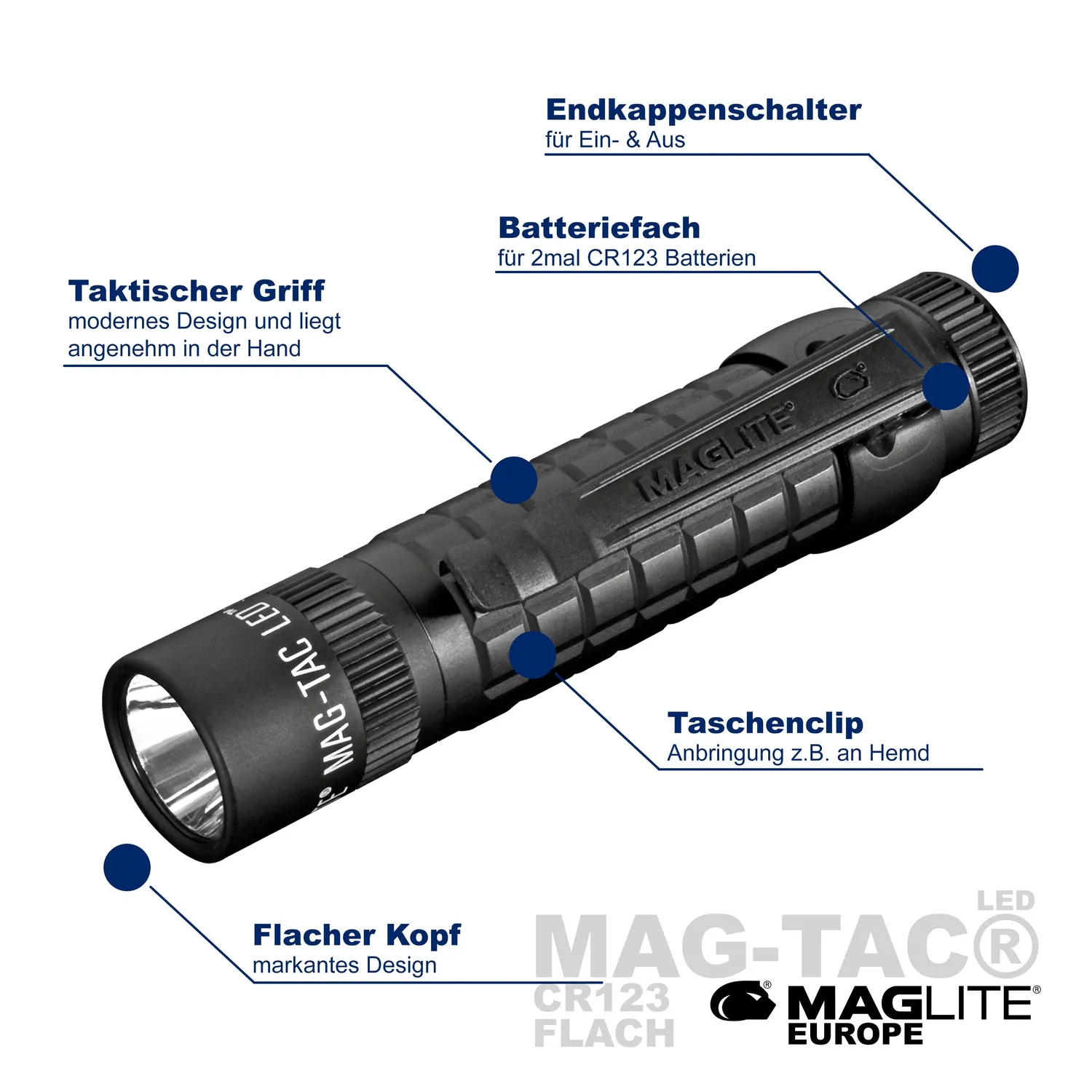 Maglite MAG-TAC CR123 LED zaklamp kroon zwart 310lm