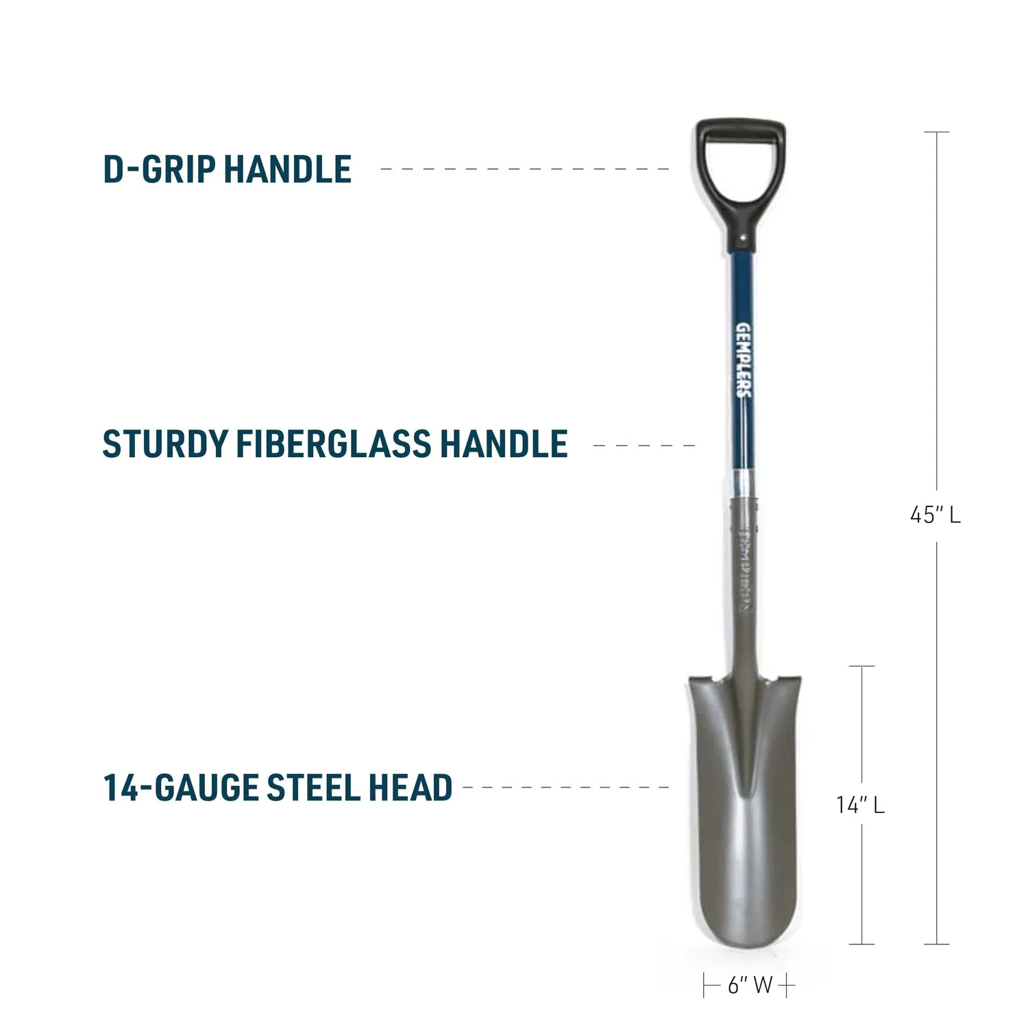 Gemplers Drain Spade Schep Glasvezel 45 inch