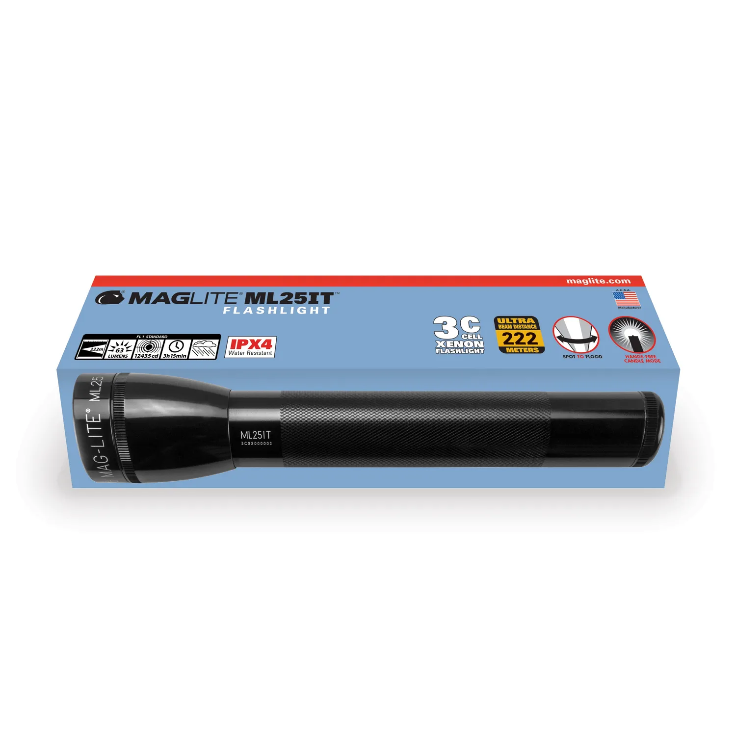 Maglite ML25IT 3C gloeilamp zaklamp zwart karton