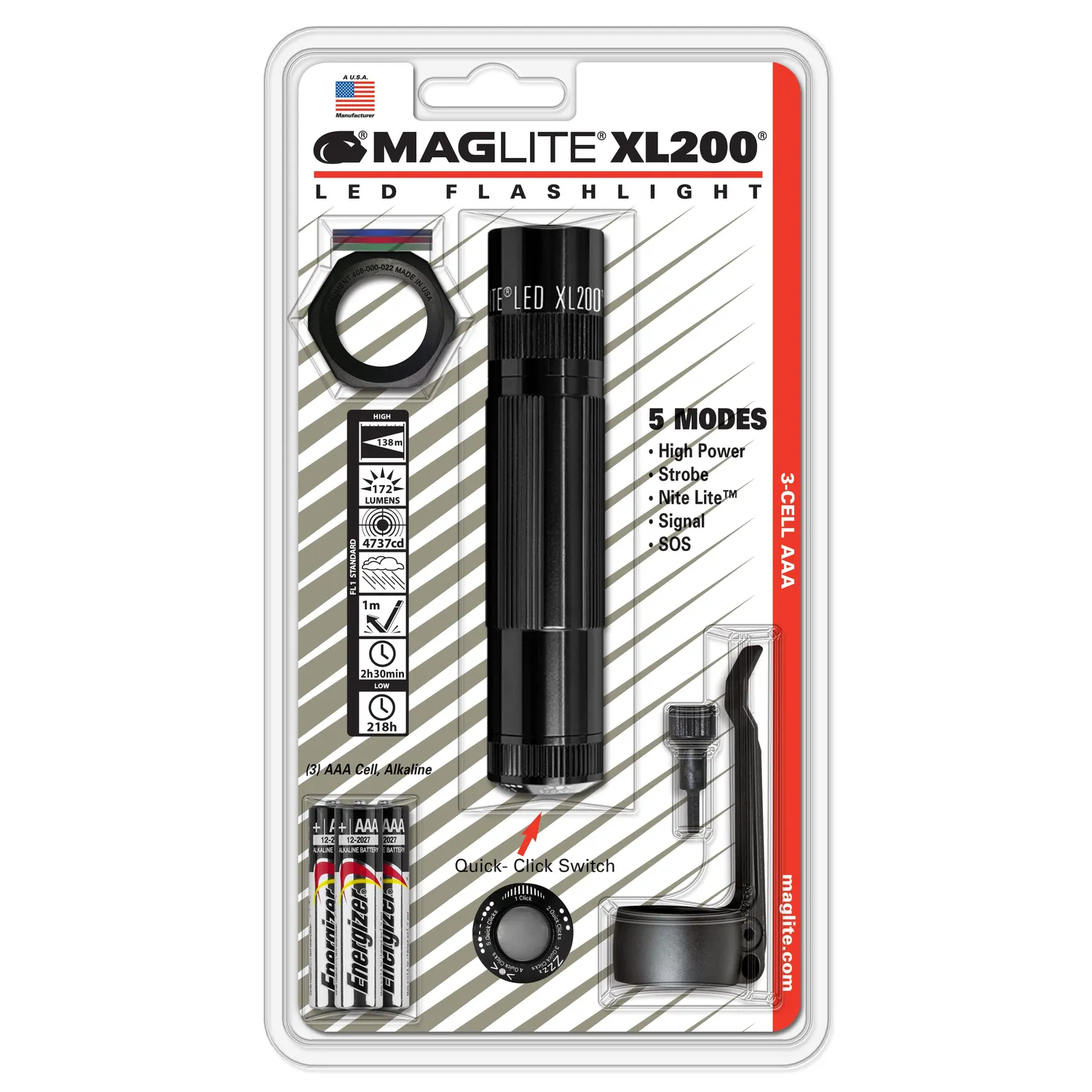 Maglite XL200 LED tactische zaklamp set zwart 264 lumen