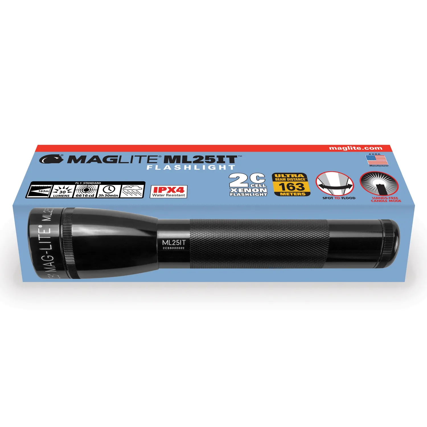 Maglite ML25IT 2C gloeilamp zaklamp zwart karton