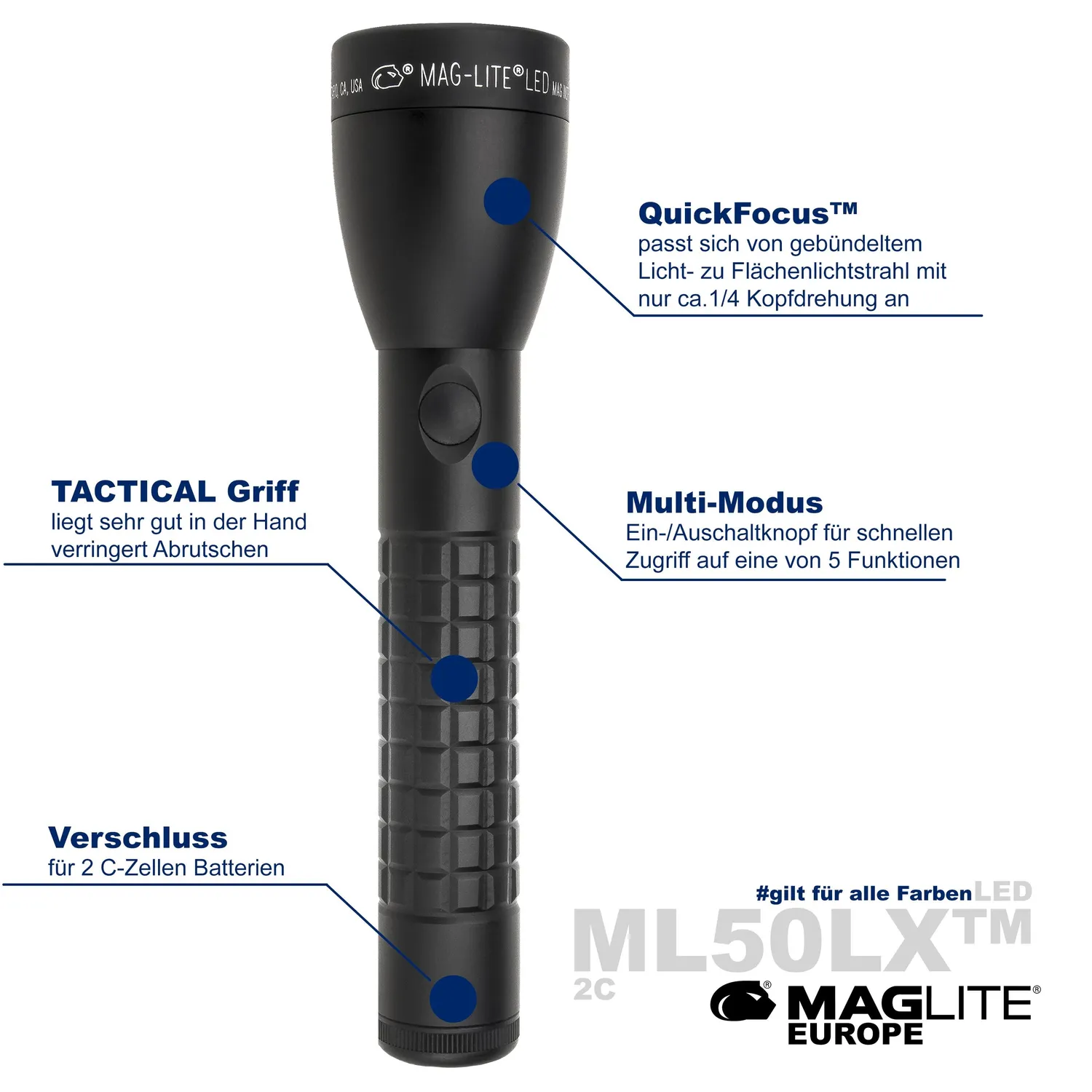 Maglite ML50LX 2C LED zaklamp zwart 466 lumen